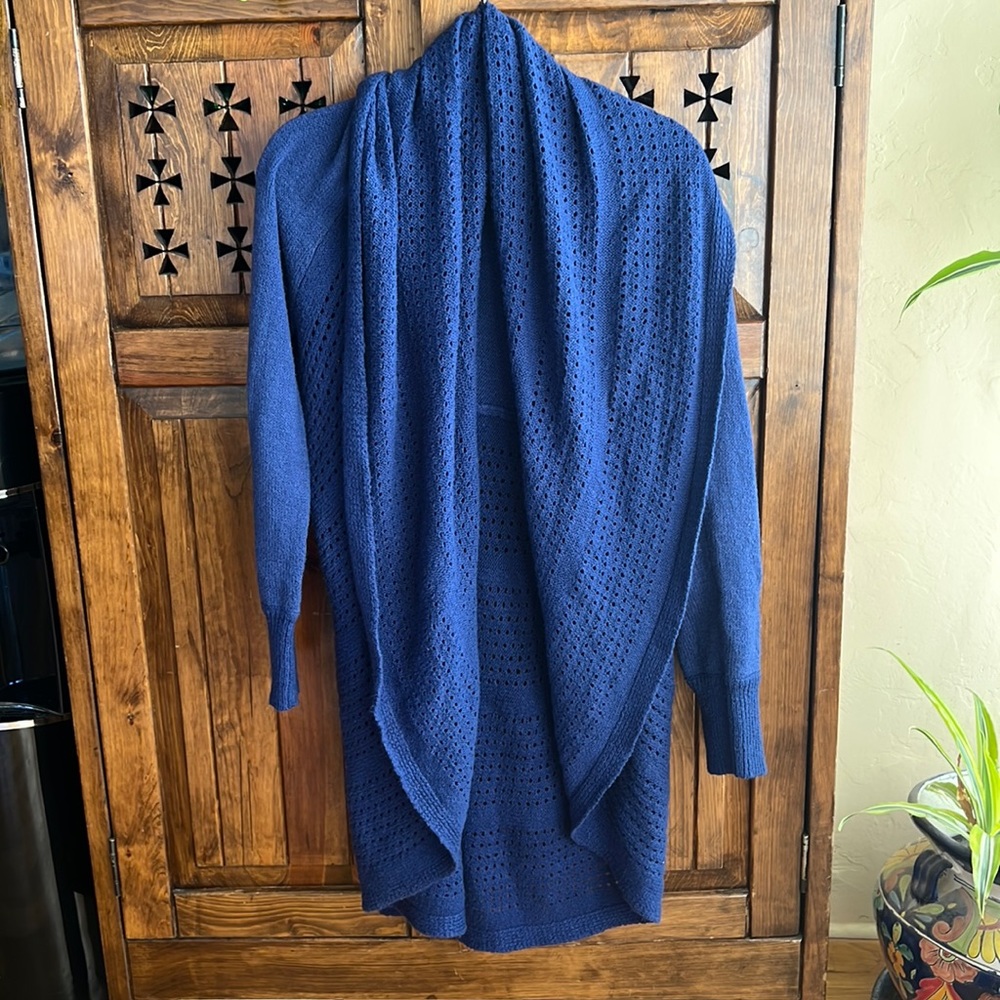Soft Surroundings Blue Sweater w Shawl Collar